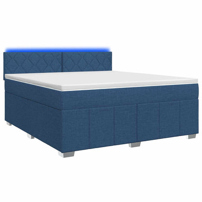 Letto Box Spring LED con Materasso Blu 160 x 200 cm Tessuto | homemem39