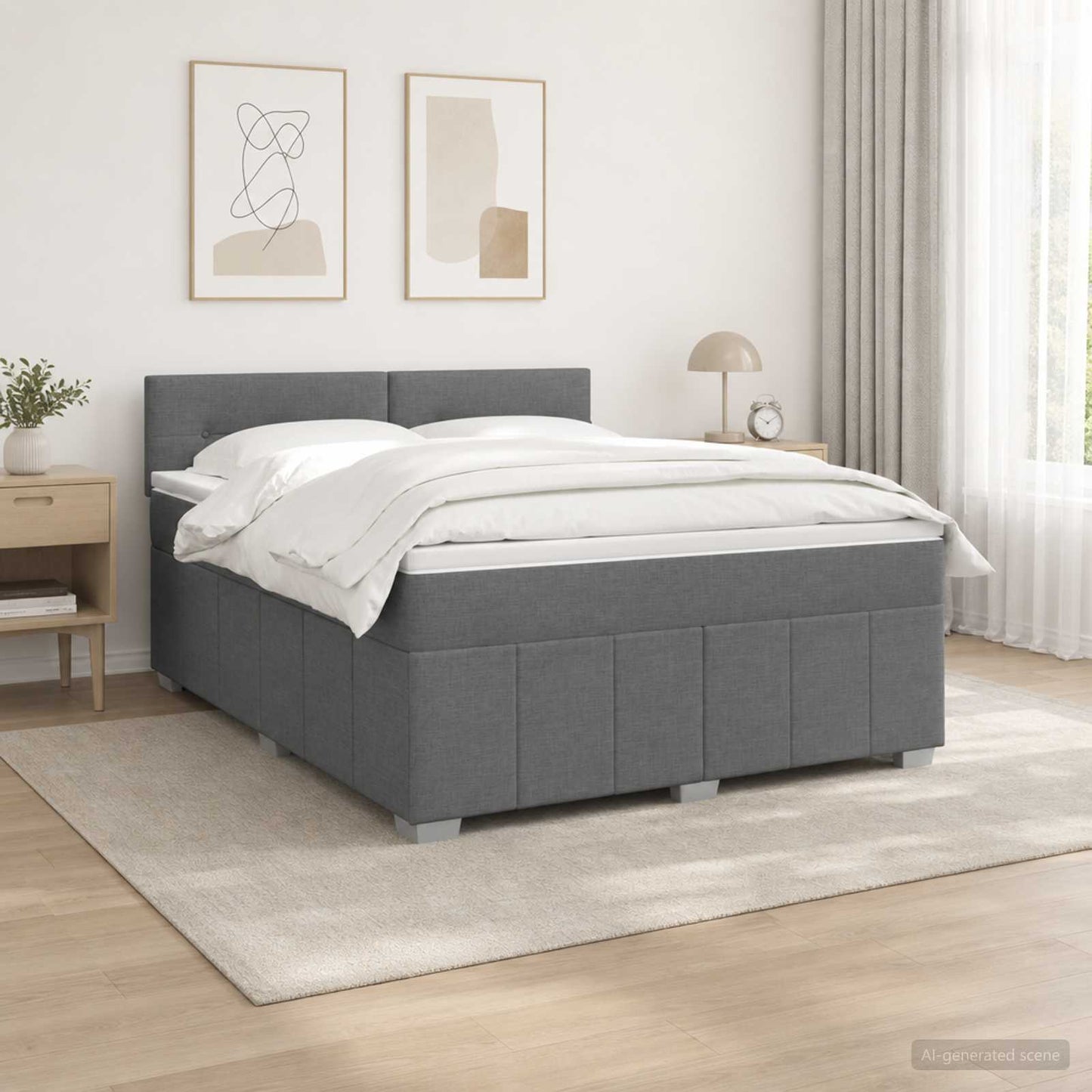 Letto Box Spring LED con Materasso Grigio Scuro 180 x 200 cm | homemem39
