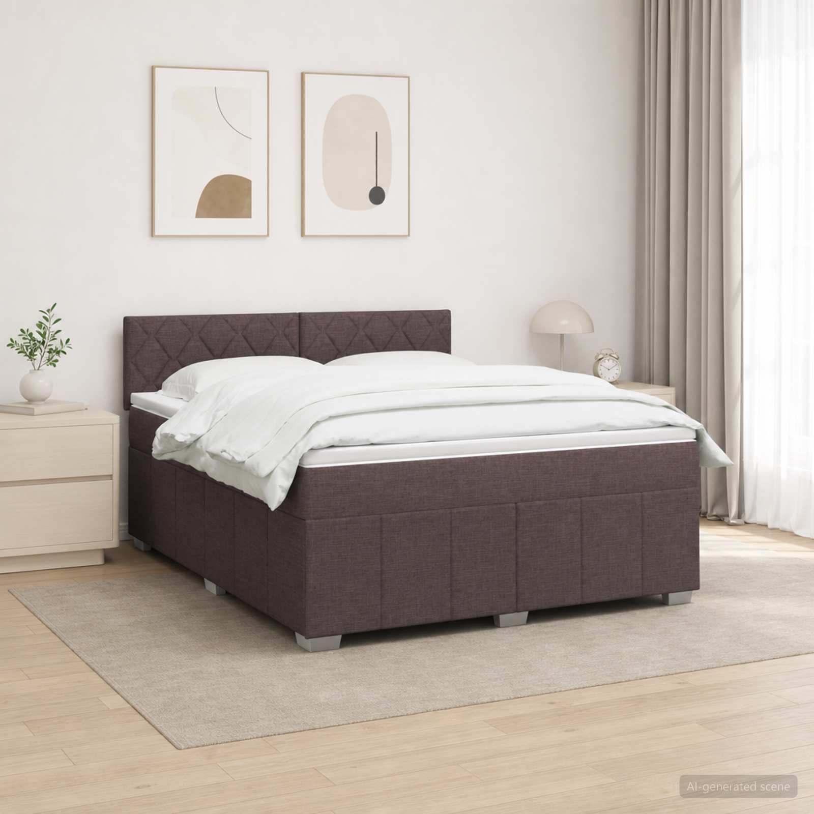 Letto Box Spring LED con Materasso Marrone Scuro 140 x 200 cm | homemem39