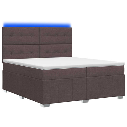 Letto Box Spring LED con Materasso Marrone Scuro 200 x 200 cm | homemem39