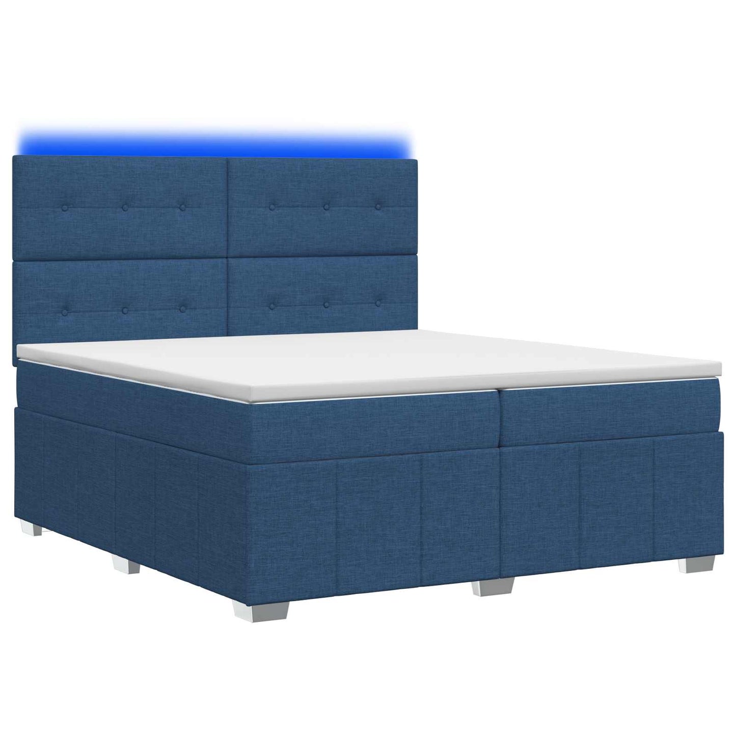 Letto Box Spring LED con Materasso Blu 200 x 200 cm Tessuto | homemem39