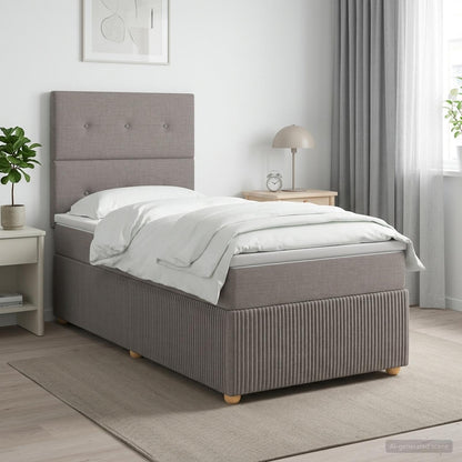 Letto Box Spring LED con Materasso Tortora 100 x 200 cm Tessuto | homemem39