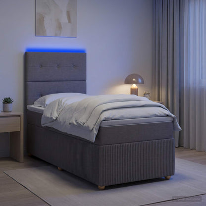 Letto Box Spring LED con Materasso Tortora 100 x 200 cm Tessuto | homemem39