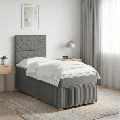 Letto Box Spring LED con Materasso Grigio Scuro 80 x 200 cm | homemem39