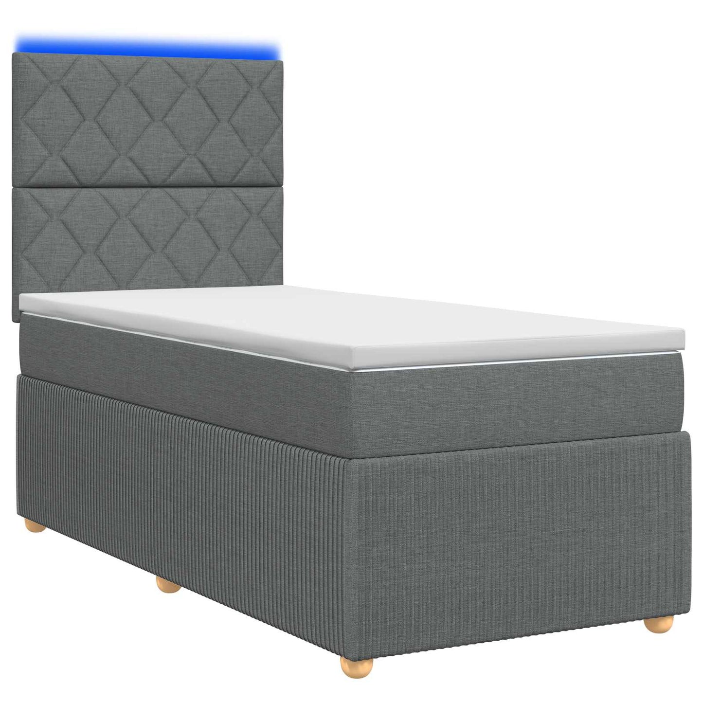 Letto Box Spring LED con Materasso Grigio Scuro 80 x 200 cm