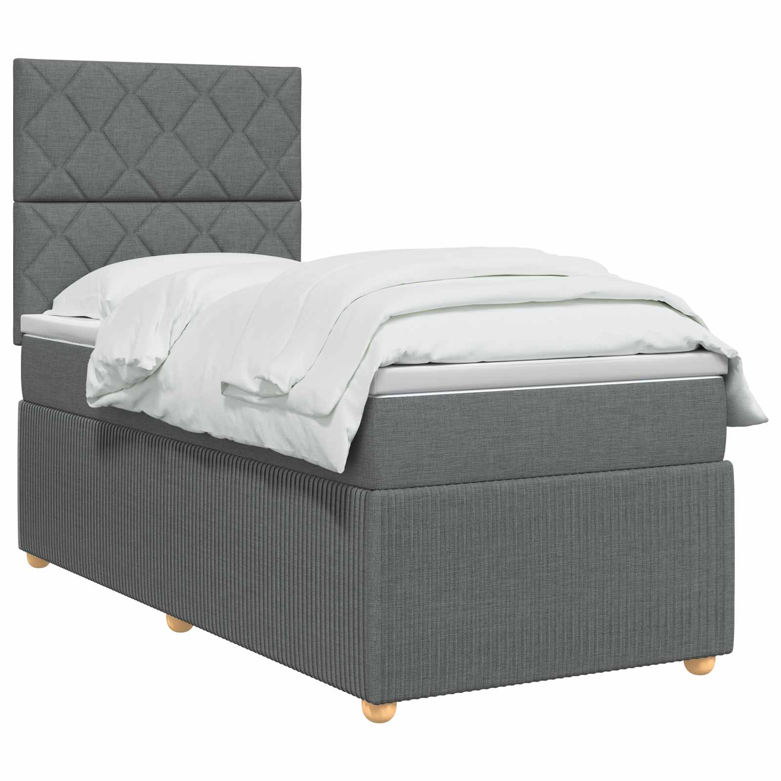 Letto Box Spring LED con Materasso Grigio Scuro 80 x 200 cm | homemem39