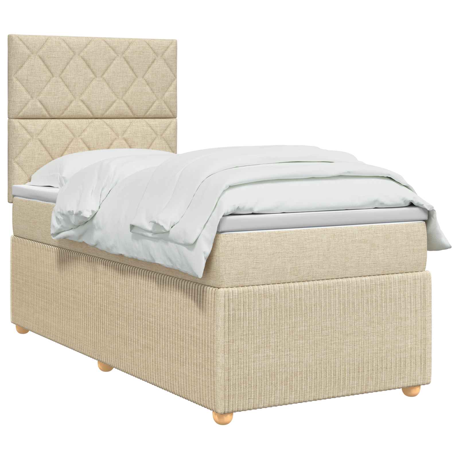 Letto Box Spring LED con Materasso Crema 80 x 200 cm Tessuto | homemem39