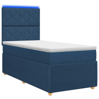 Letto Box Spring LED con Materasso Blu 80 x 200 cm Tessuto