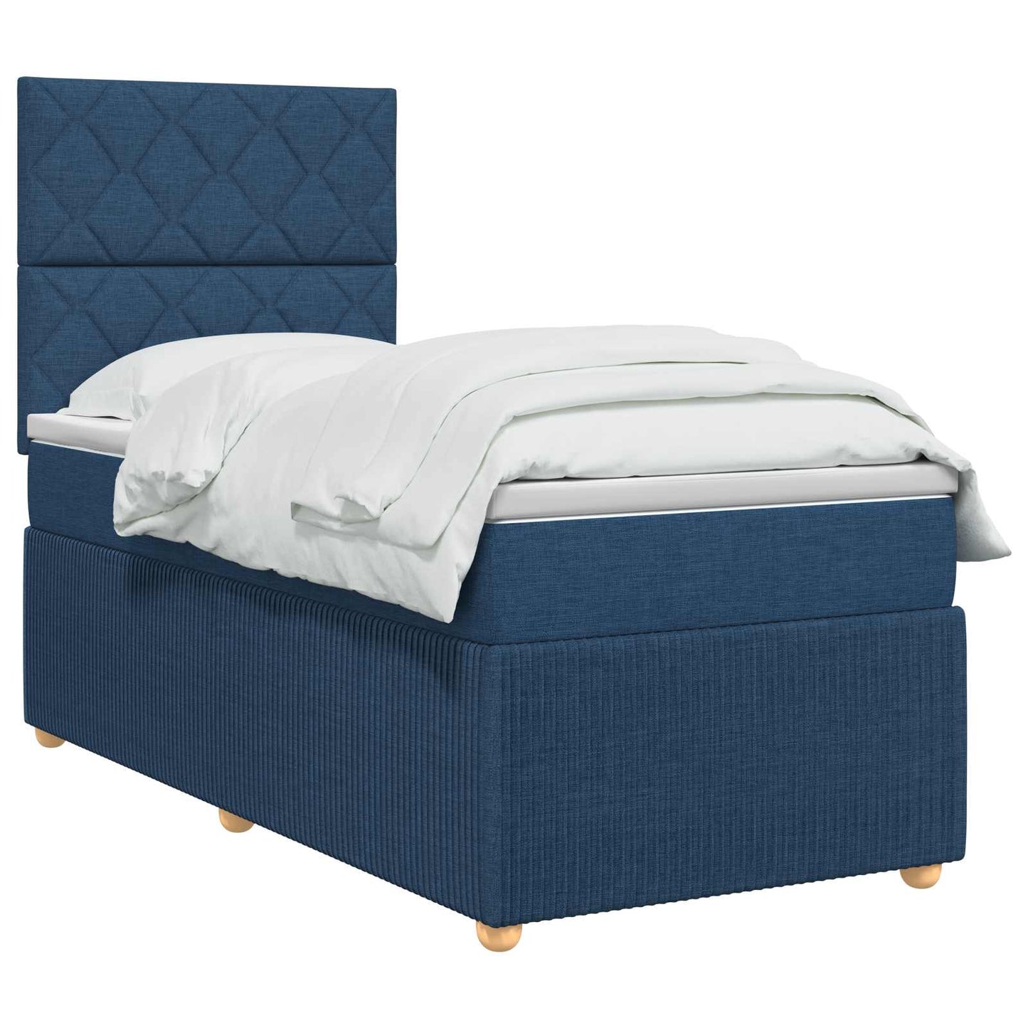 Letto Box Spring LED con Materasso Blu 80 x 200 cm Tessuto