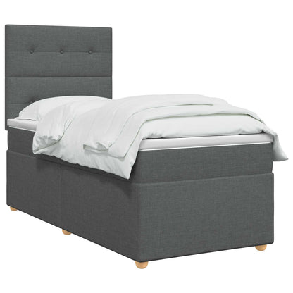 Letto Box Spring LED con Materasso Grigio Scuro 90 x 200 cm