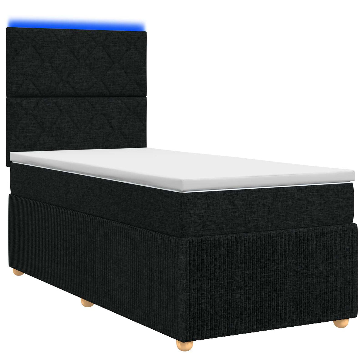Letto Box Spring LED con Materasso Nero 90 x 200 cm Tessuto | homemem39