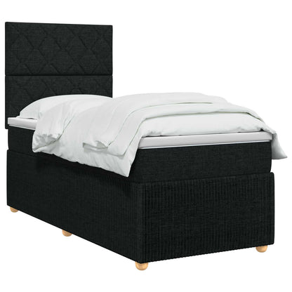 Letto Box Spring LED con Materasso Nero 90 x 200 cm Tessuto | homemem39