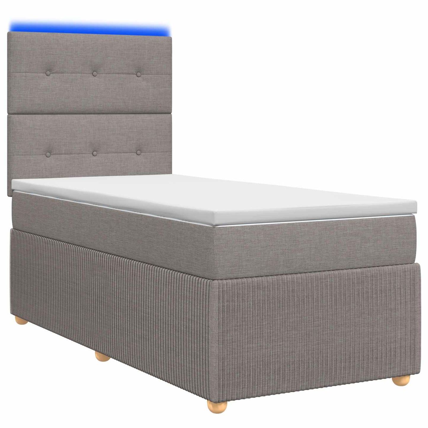 Letto Box Spring LED con Materasso Tortora 100 x 200 cm Tessuto | homemem39