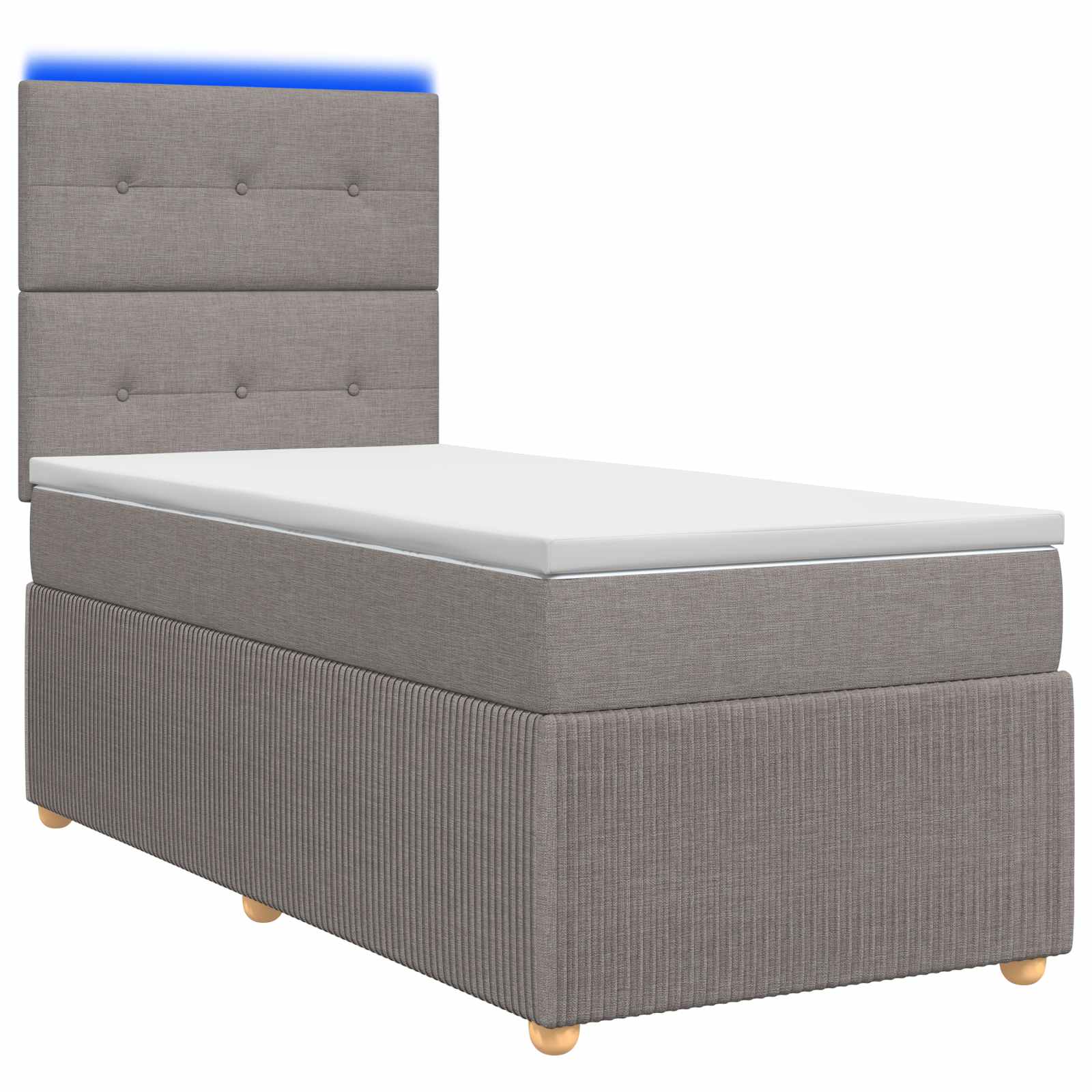 Letto Box Spring LED con Materasso Tortora 100 x 200 cm Tessuto | homemem39