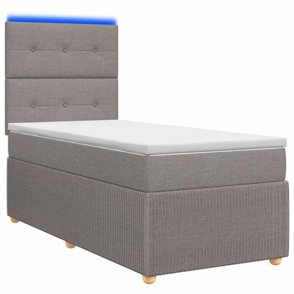 Letto Box Spring LED con Materasso Tortora 100 x 200 cm Tessuto | homemem39