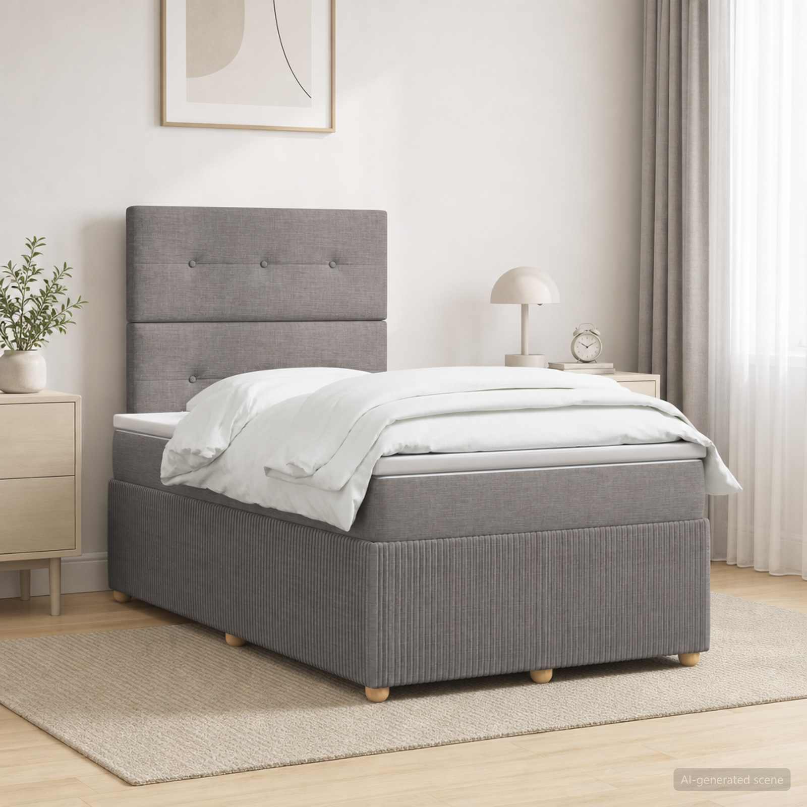 Letto Box Spring LED con Materasso Tortora 120 x 200 cm Tessuto | homemem39
