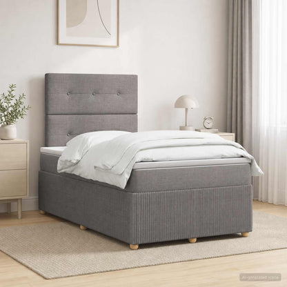 Letto Box Spring LED con Materasso Tortora 120 x 190 cm Tessuto | homemem39