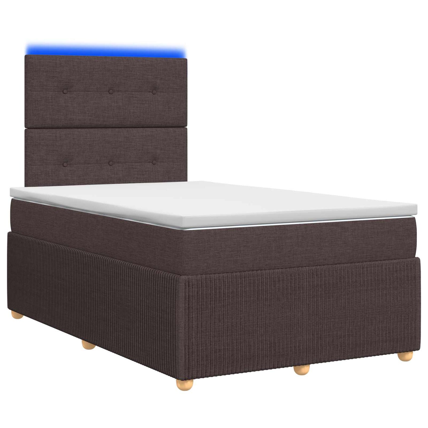 Letto Box Spring LED con Materasso Marrone Scuro 120 x 200 cm | homemem39