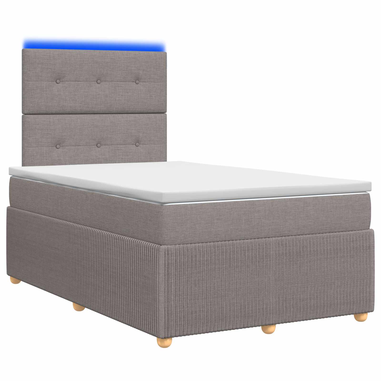 Letto Box Spring LED con Materasso Tortora 120 x 200 cm Tessuto | homemem39