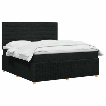 Letto Box Spring LED con Materasso Nero 140 x 190 cm Tessuto