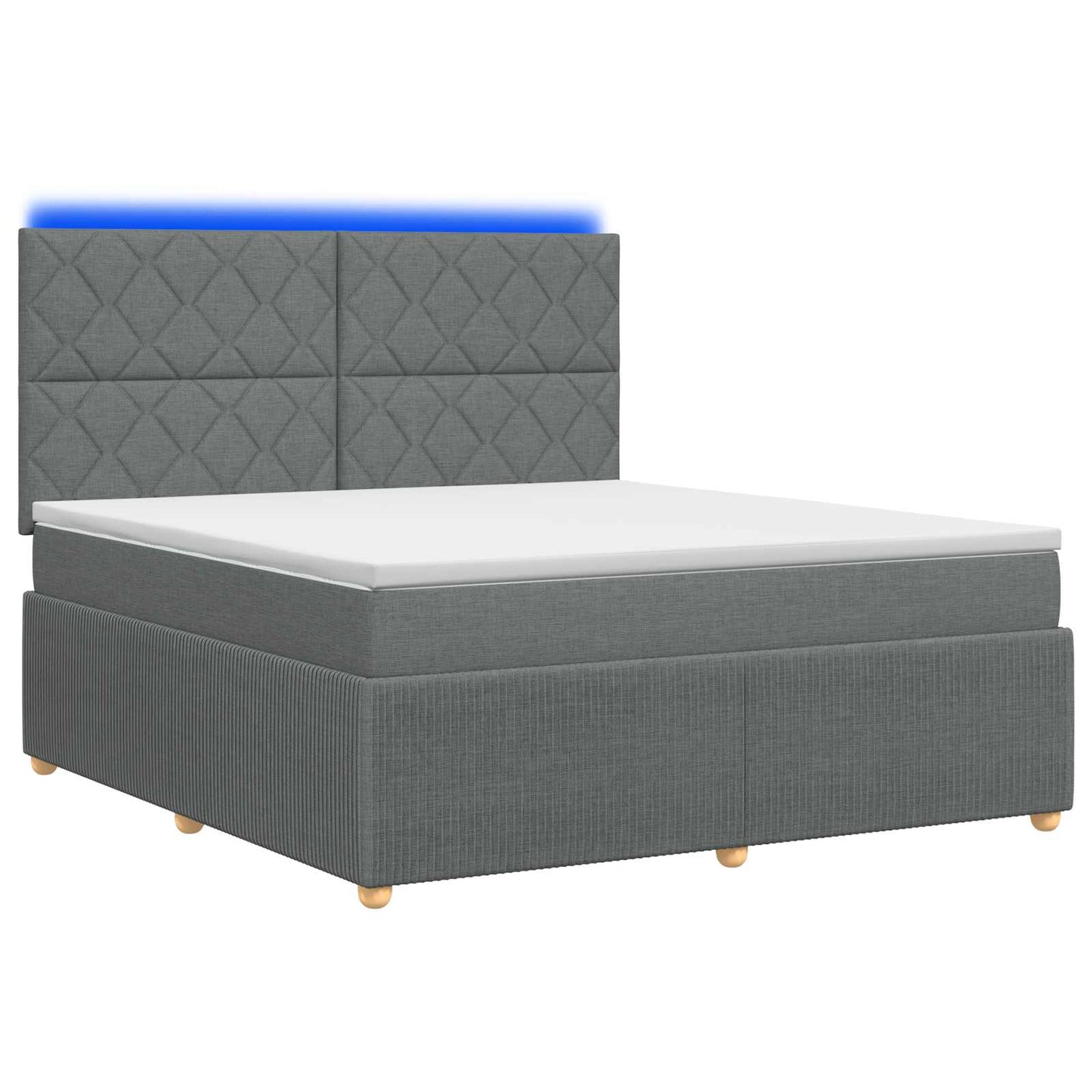Letto Box Spring LED con Materasso Grigio Scuro 140 x 190 cm | homemem39