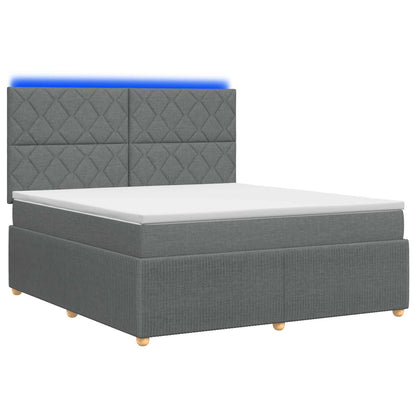 Letto Box Spring LED con Materasso Grigio Scuro 140 x 190 cm | homemem39