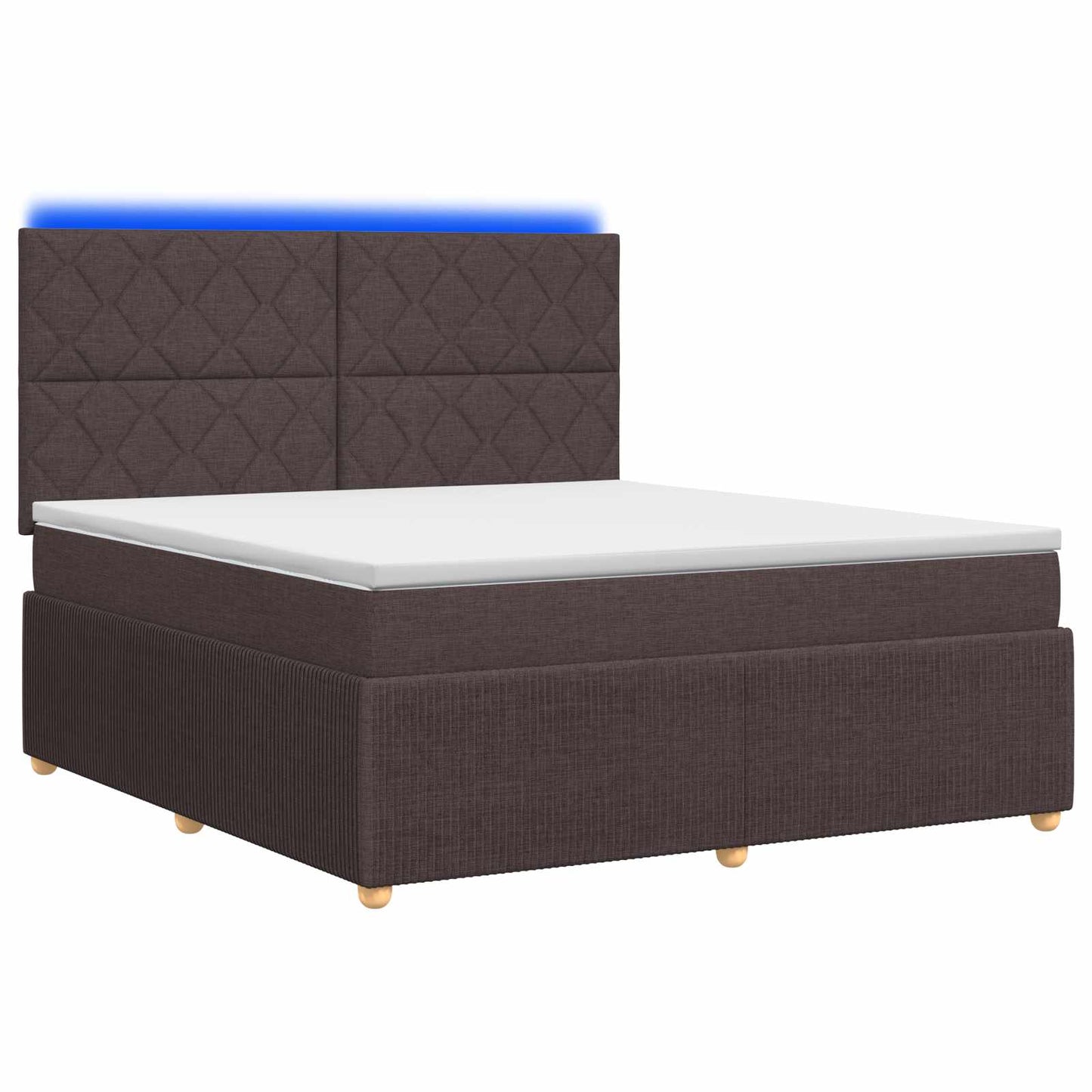 Letto Box Spring LED con Materasso Marrone Scuro 140 x 190 cm | homemem39