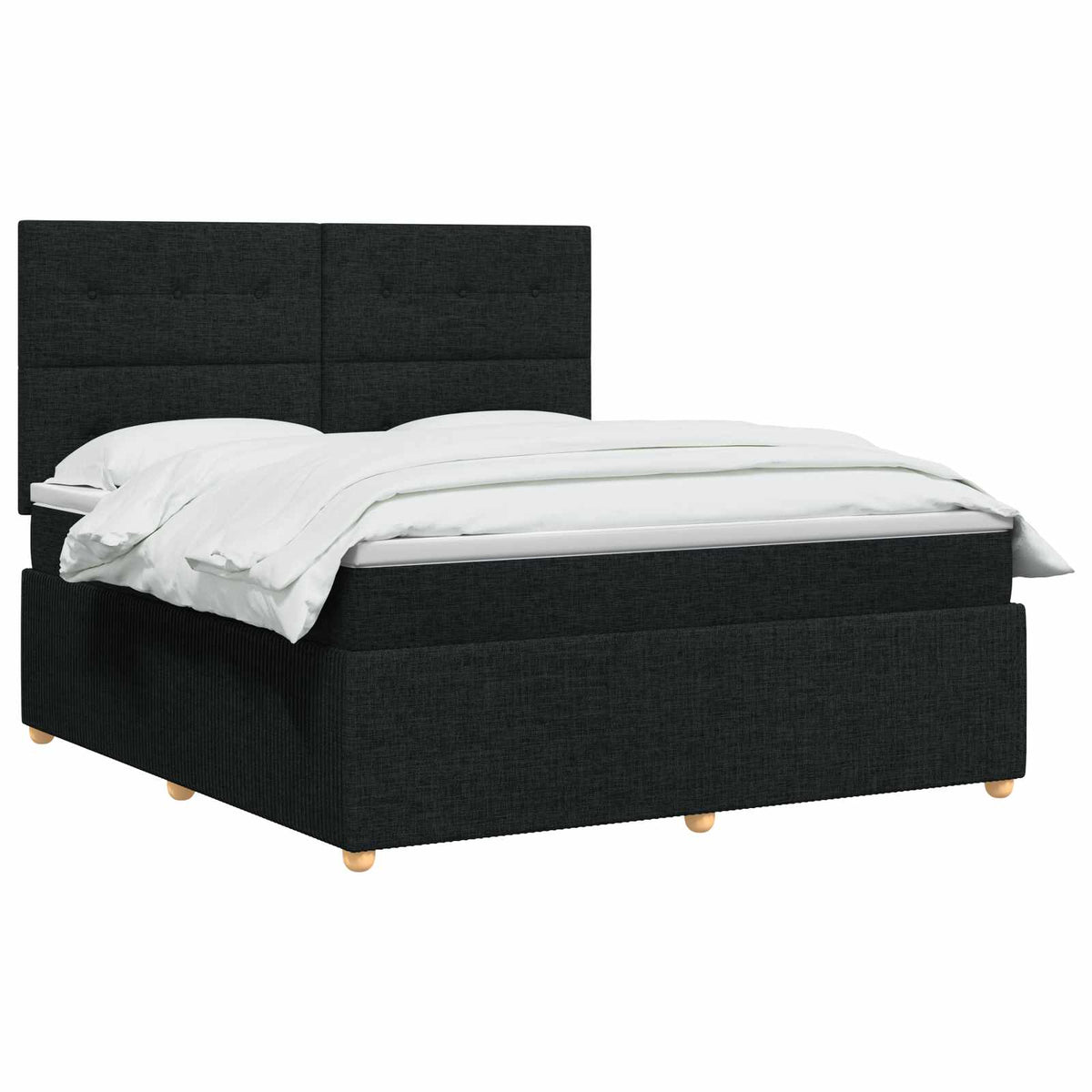 Letto Box Spring LED con Materasso Nero 160 x 200 cm Tessuto