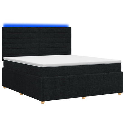 Letto Box Spring LED con Materasso Nero 180 x 200 cm Tessuto