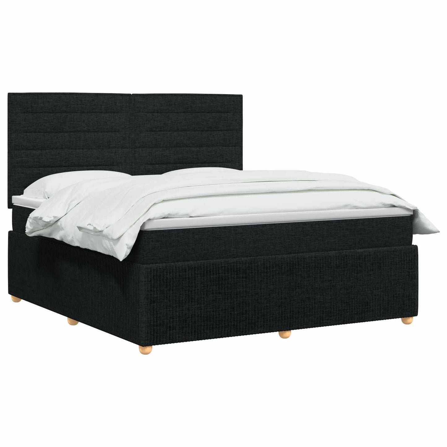 Letto Box Spring LED con Materasso Nero 180 x 200 cm Tessuto