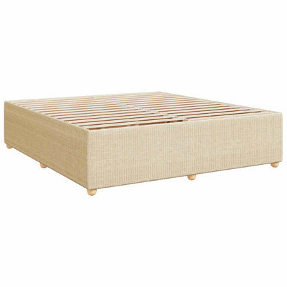 Letto Box Spring LED con Materasso Crema 180 x 200 cm Tessuto