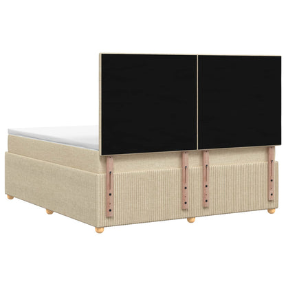 Letto Box Spring LED con Materasso Crema 180 x 200 cm Tessuto