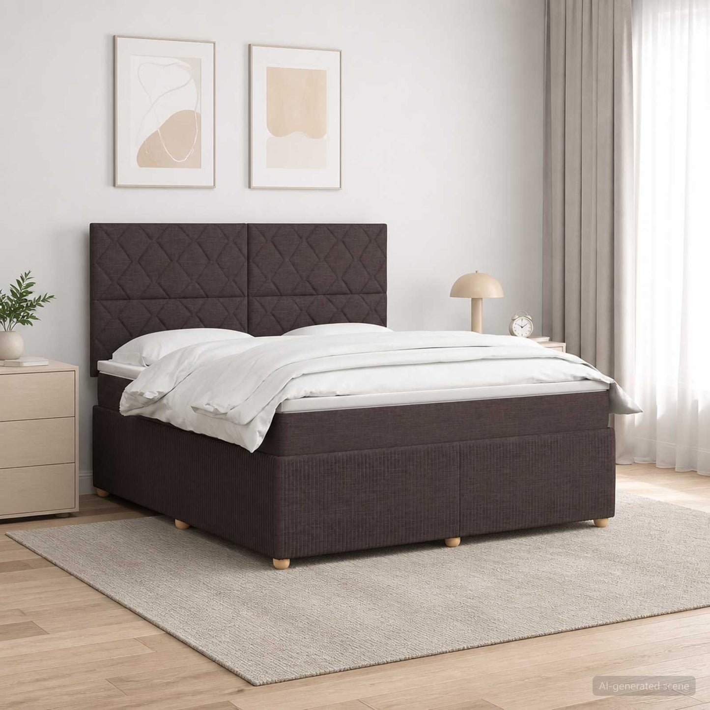 Letto Box Spring LED con Materasso Marrone Scuro 140 x 190 cm | homemem39