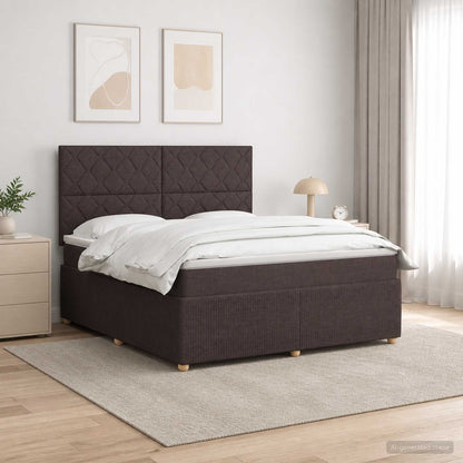 Letto Box Spring LED con Materasso Marrone Scuro 140 x 190 cm | homemem39