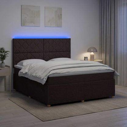 Letto Box Spring LED con Materasso Marrone Scuro 140 x 190 cm | homemem39
