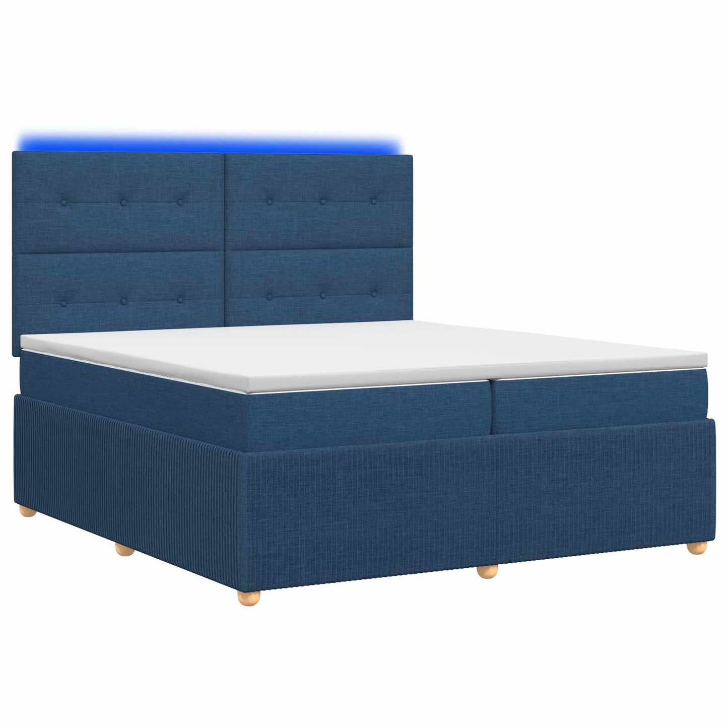 Letto Box Spring LED con Materasso Blu 200 x 200 cm Tessuto | homemem39