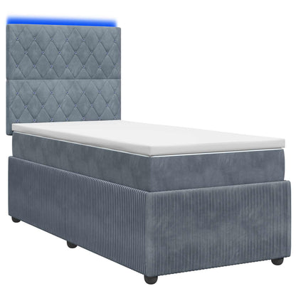 Letto Box Spring LED con Materasso Grigio Scuro 80 x 200 cm