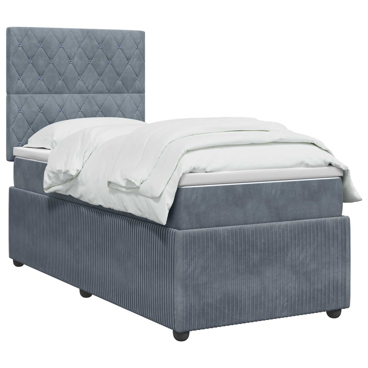 Letto Box Spring LED con Materasso Grigio Scuro 80 x 200 cm | homemem39