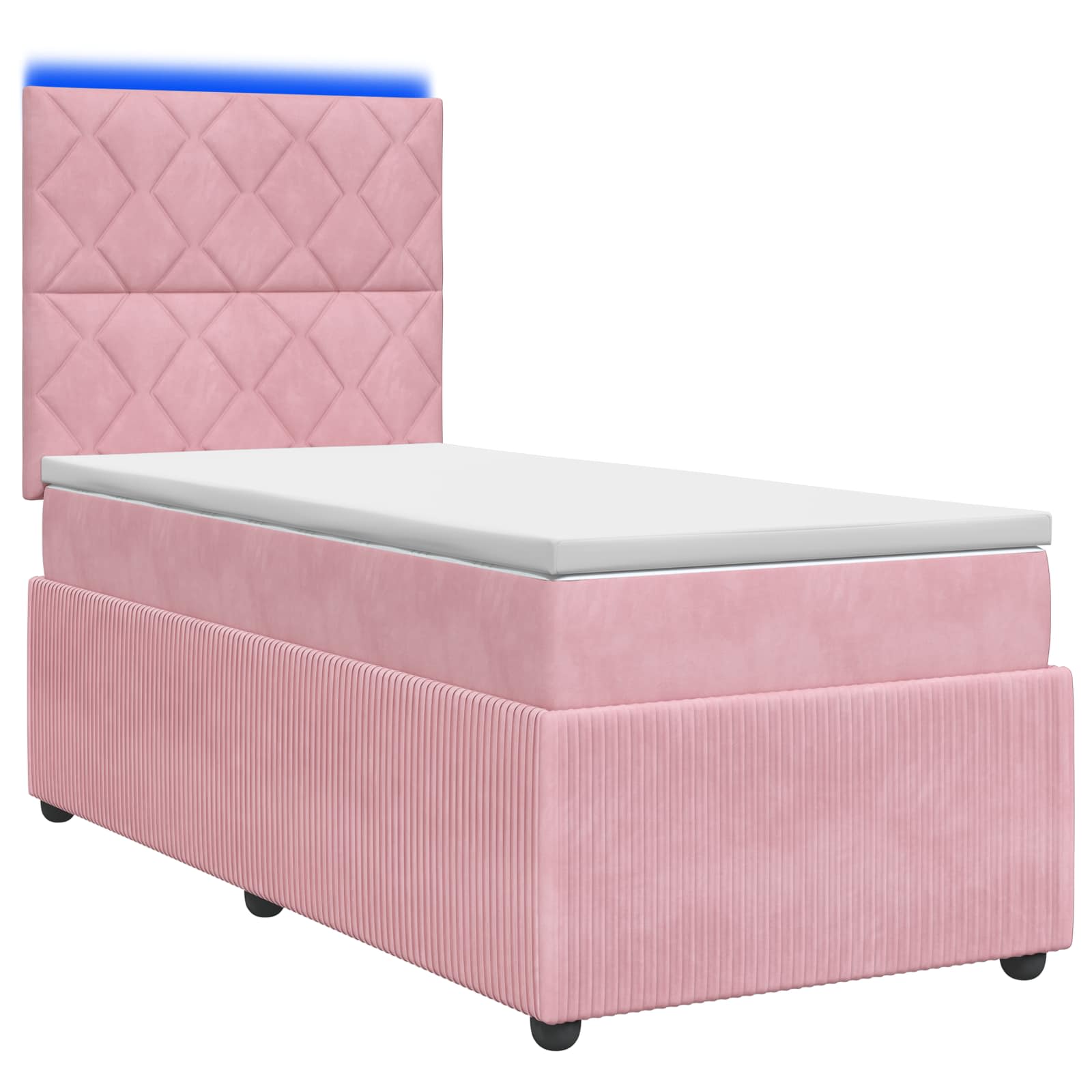 Letto Box Spring LED con Materasso Rosa 80 x 200 cm Velluto | homemem39