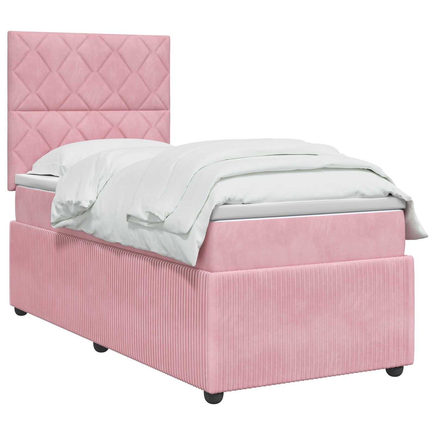 Letto Box Spring LED con Materasso Rosa 80 x 200 cm Velluto | homemem39