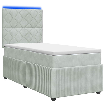 Letto Box Spring LED con Materasso Grigio Chiaro 90 x 190 cm | homemem39