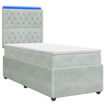 Letto Box Spring LED con Materasso Grigio Chiaro 100 x 200 cm | homemem39
