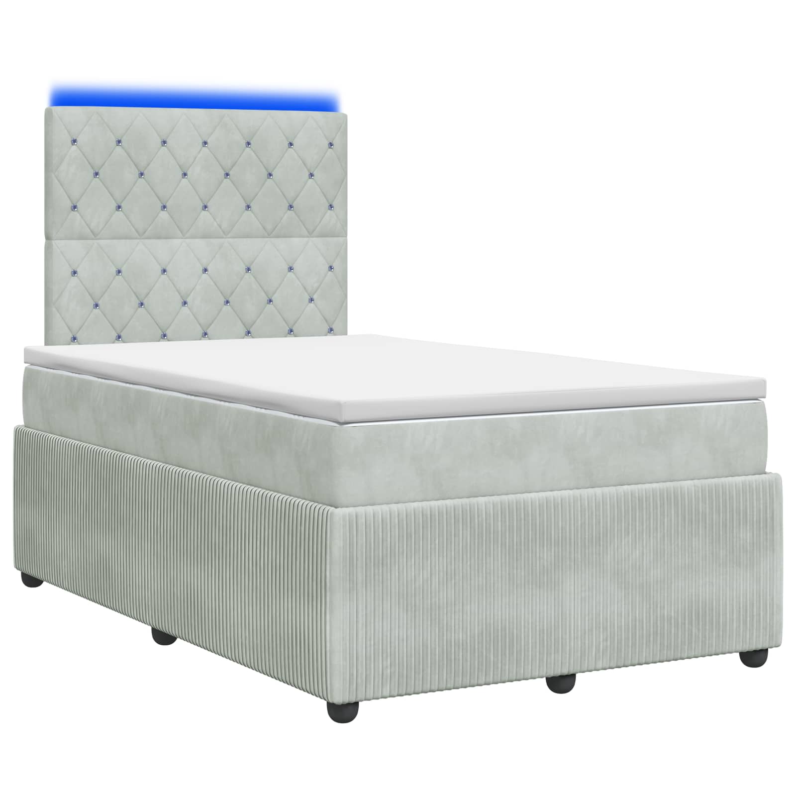 Letto Box Spring LED con Materasso Grigio Chiaro 120 x 200 cm | homemem39