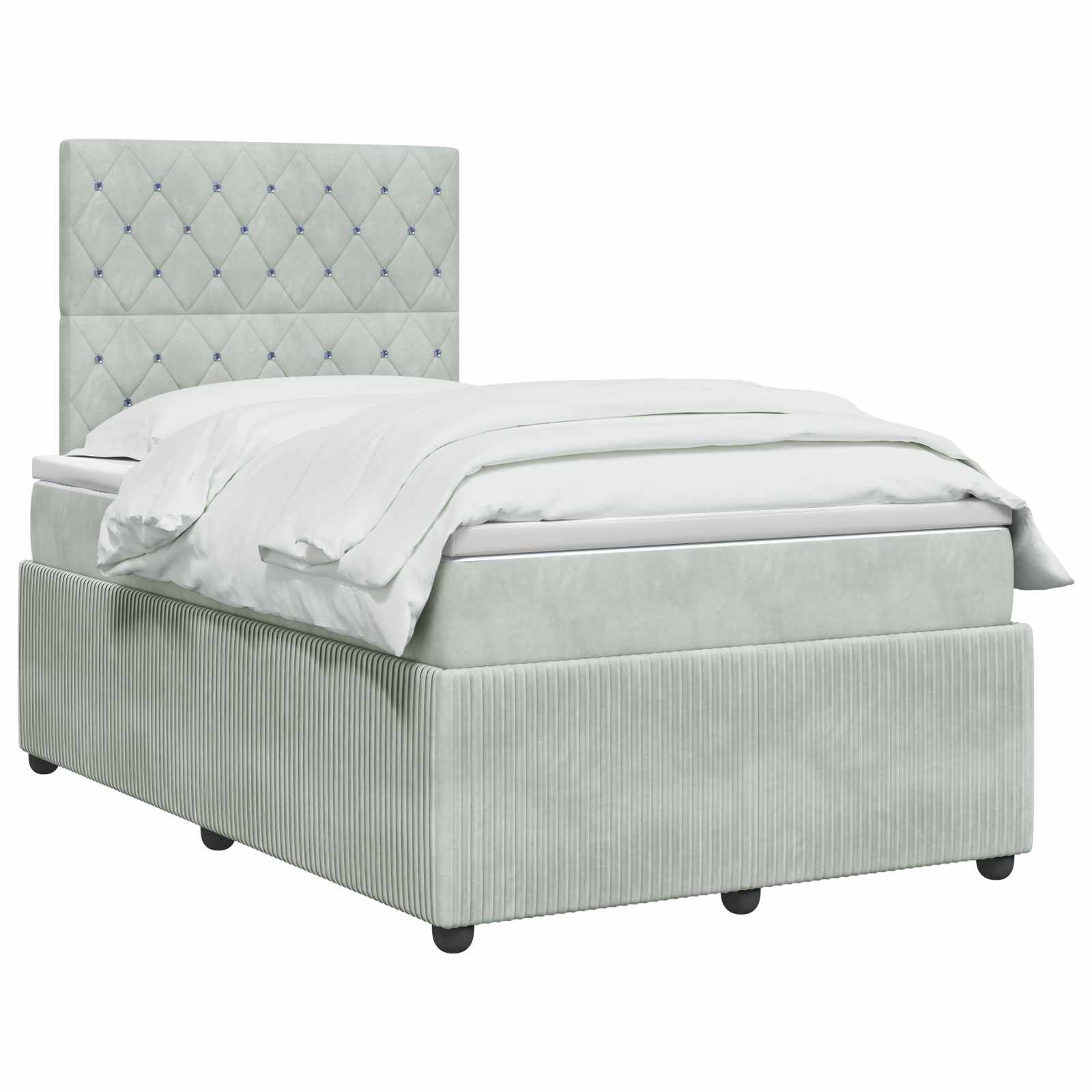 Letto Box Spring LED con Materasso Grigio Chiaro 120 x 200 cm | homemem39