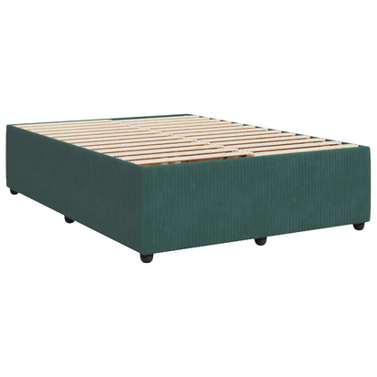 Letto Box Spring LED con Materasso Verde Scuro 140 x 190 cm