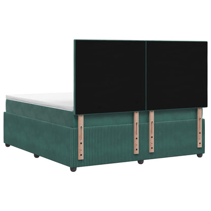 Letto Box Spring LED con Materasso Verde Scuro 140 x 190 cm