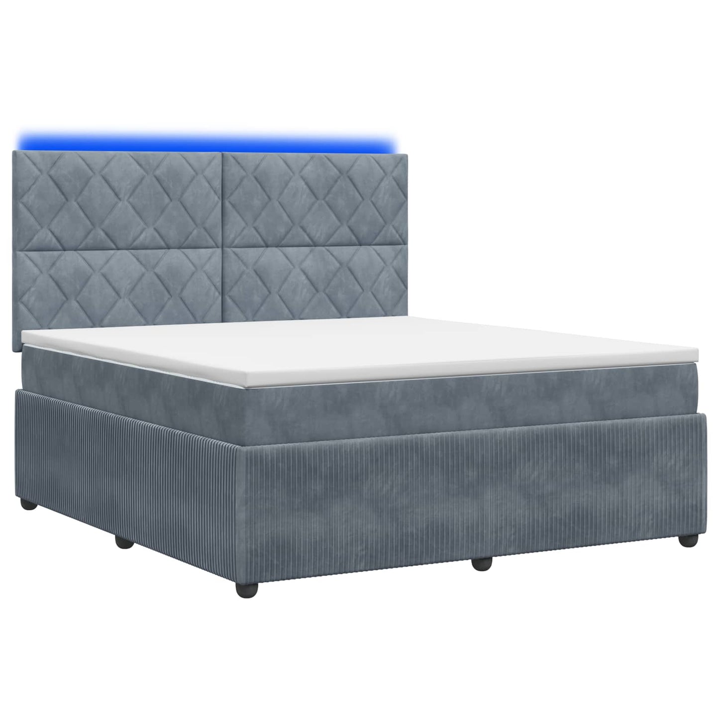 Letto Box Spring LED con Materasso Grigio Scuro 140 x 190 cm | homemem39