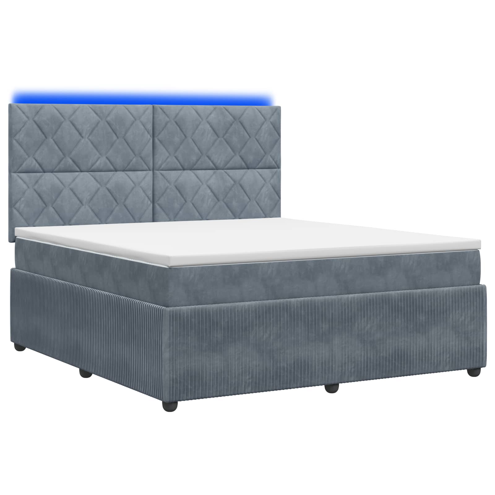Letto Box Spring LED con Materasso Grigio Scuro 140 x 190 cm | homemem39