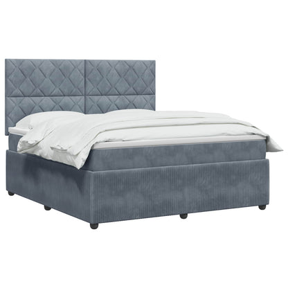 Letto Box Spring LED con Materasso Grigio Scuro 140 x 190 cm | homemem39