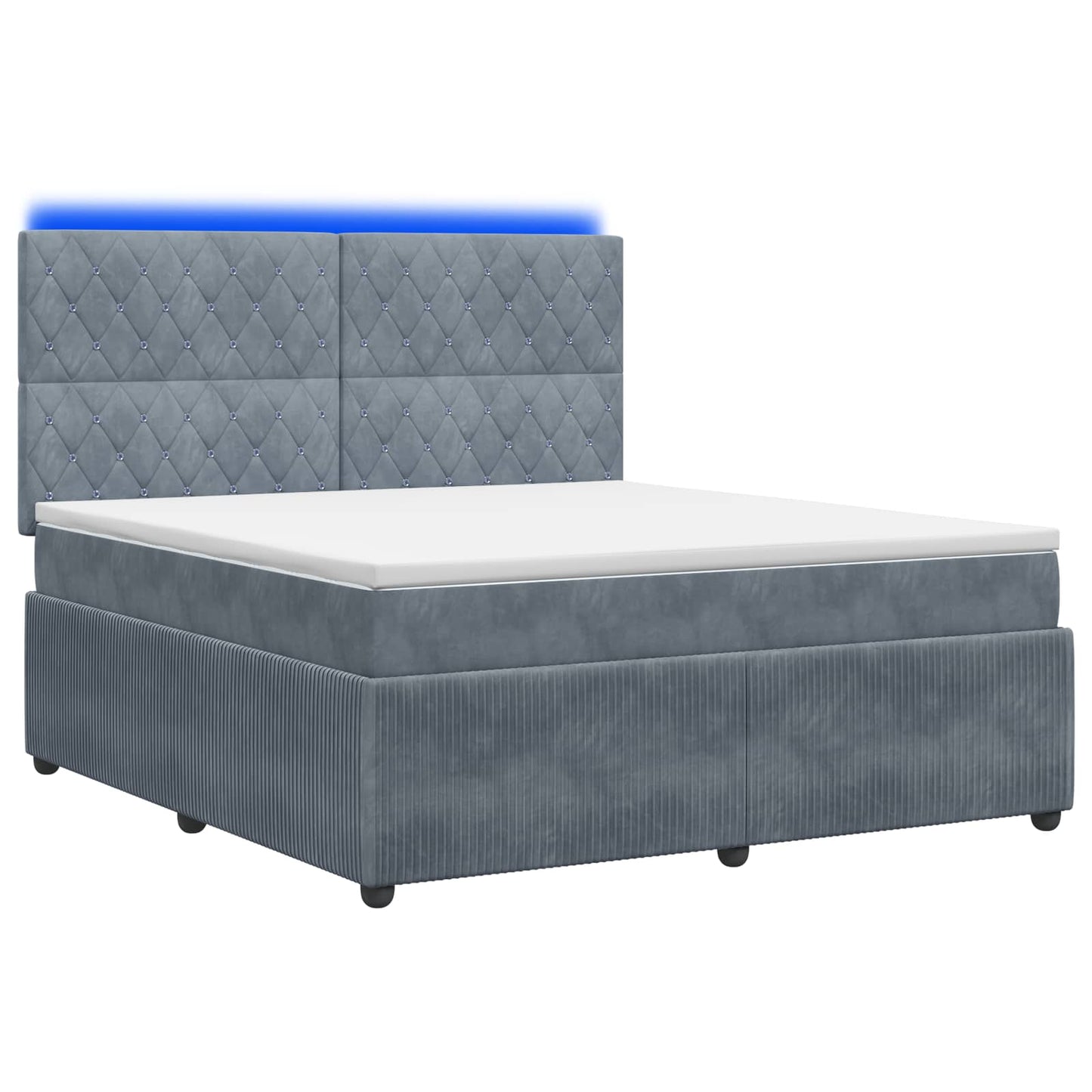 Letto Box Spring LED con Materasso Grigio Scuro 140 x 200 cm | homemem39